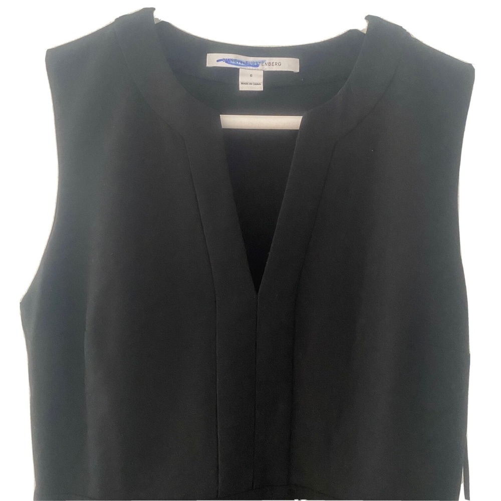Diane Von Furstenberg Dress Womens‎ sz 6 Black Sleeveless Elegant V-Neck Dress